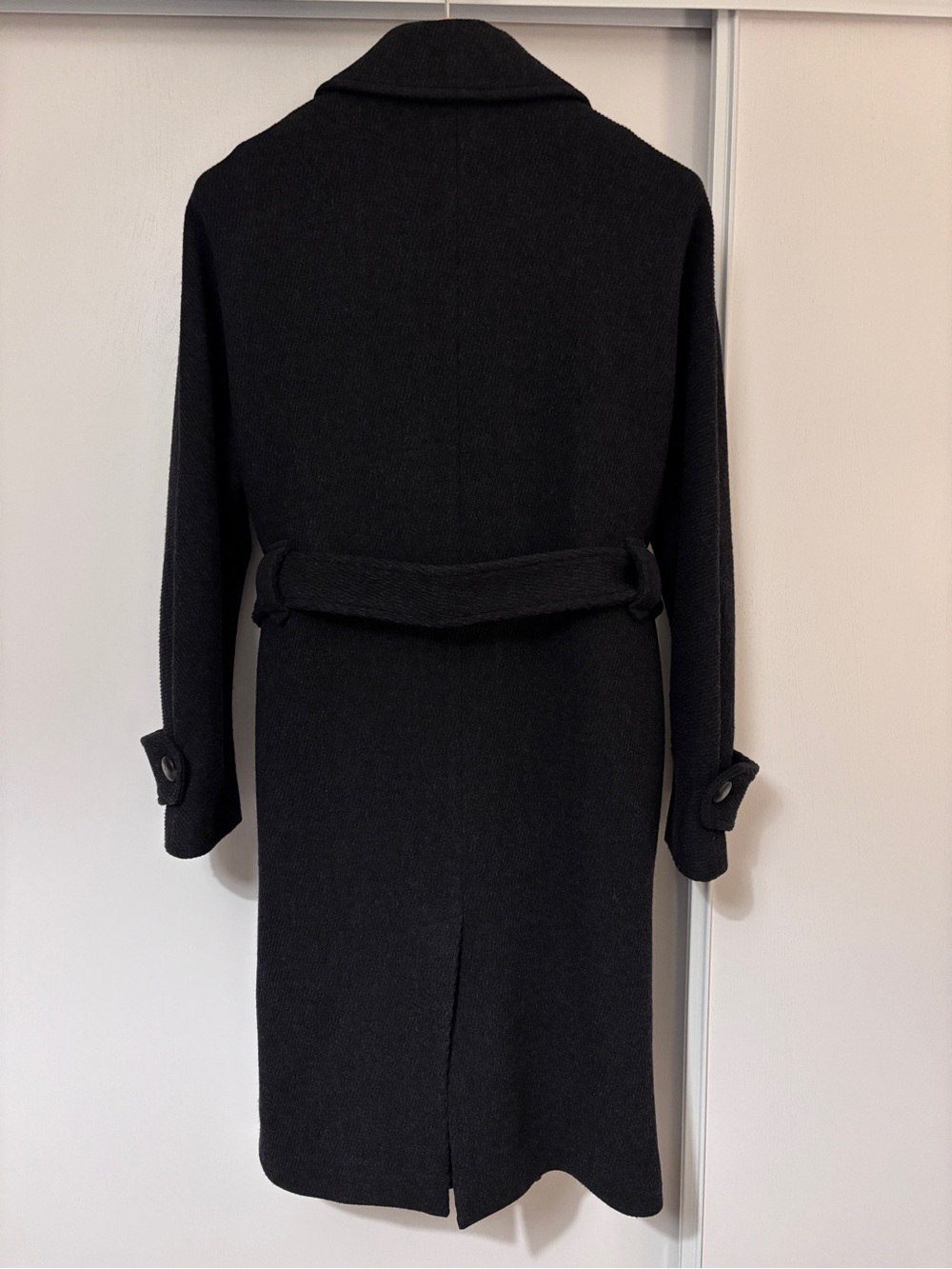 Sezane Oscar Coat S21 Size XS Anthracite Gray Wool Blend Double Breasted Belted - Picture 2 of 13